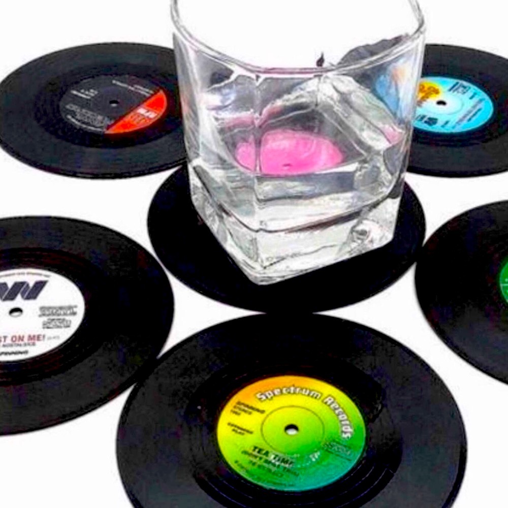 Bar Coasters - Vintage Style Vinyl Records Novelty Gift Set